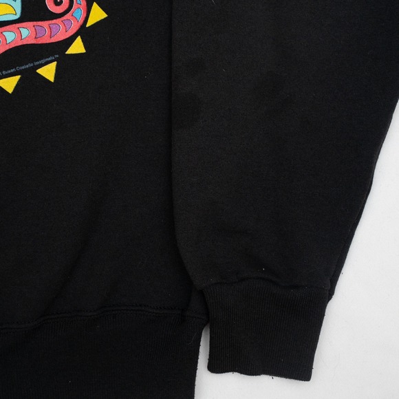 Vintage 1991 Susan Costello Sweatshirt XL Black Totem Pole Aztec Indian Pop Art - Picture 3 of 8